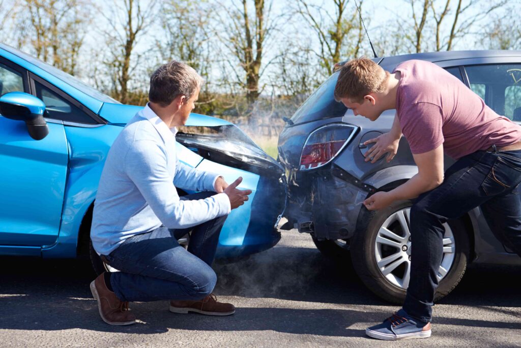 Two men involved in a car accident